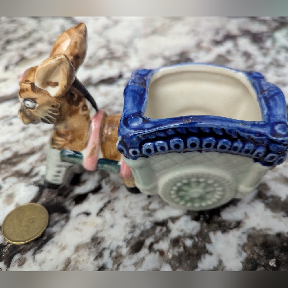 Colorful Ceramic Donkey Cart Planter
